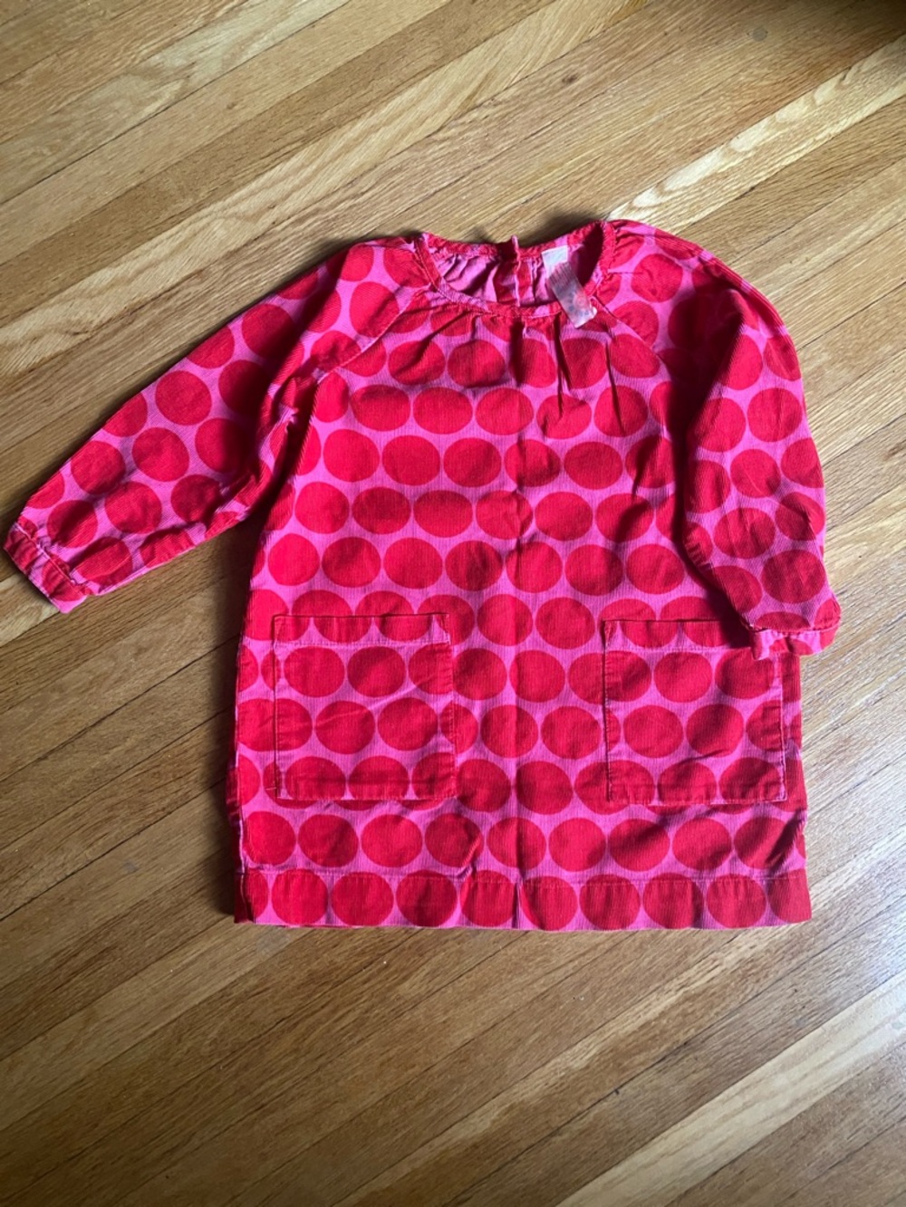 Primary Red Polka Dot Long-Sleeve Dress Top